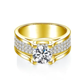 9K Gold Round Shaped Moissanite Couple & Round Ring for Men-29