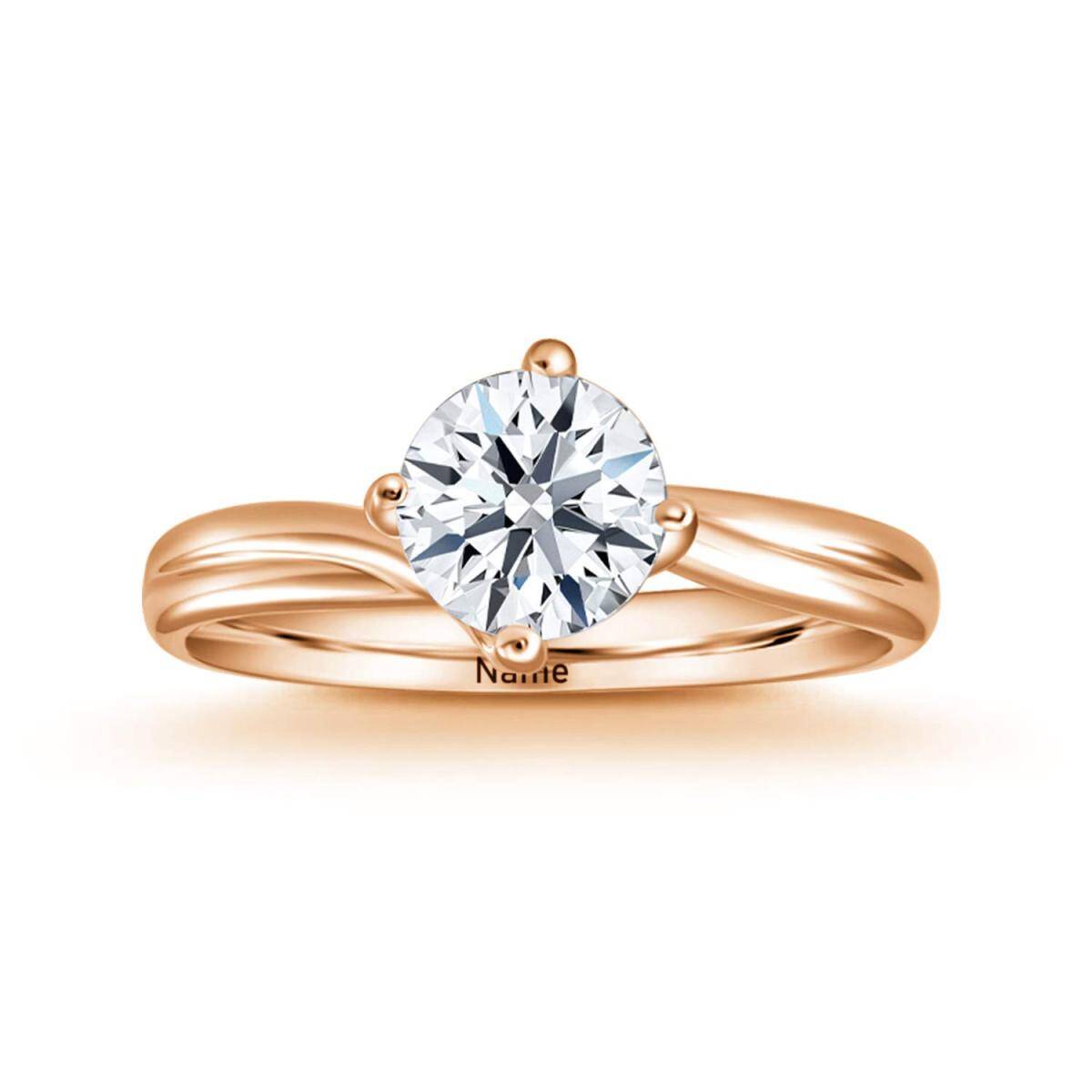 10K Gold Circular Shaped Moissanite Personalized Classic Name Engagement Ring-1