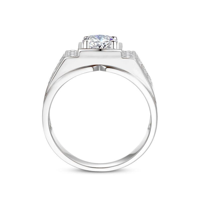 10K witgouden 1,5 CT ronde moissaniet verlovingsring voor mannen-3