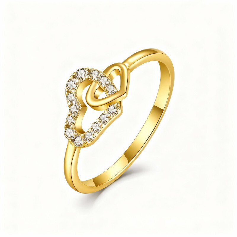 10K Gold Circular Shaped Moissanite Personalized Engraving & Couple Engagement Ring-1