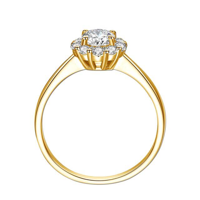 18K Gold Circular Shaped Moissanite Personalized Engraving & Couple Engagement Ring-2