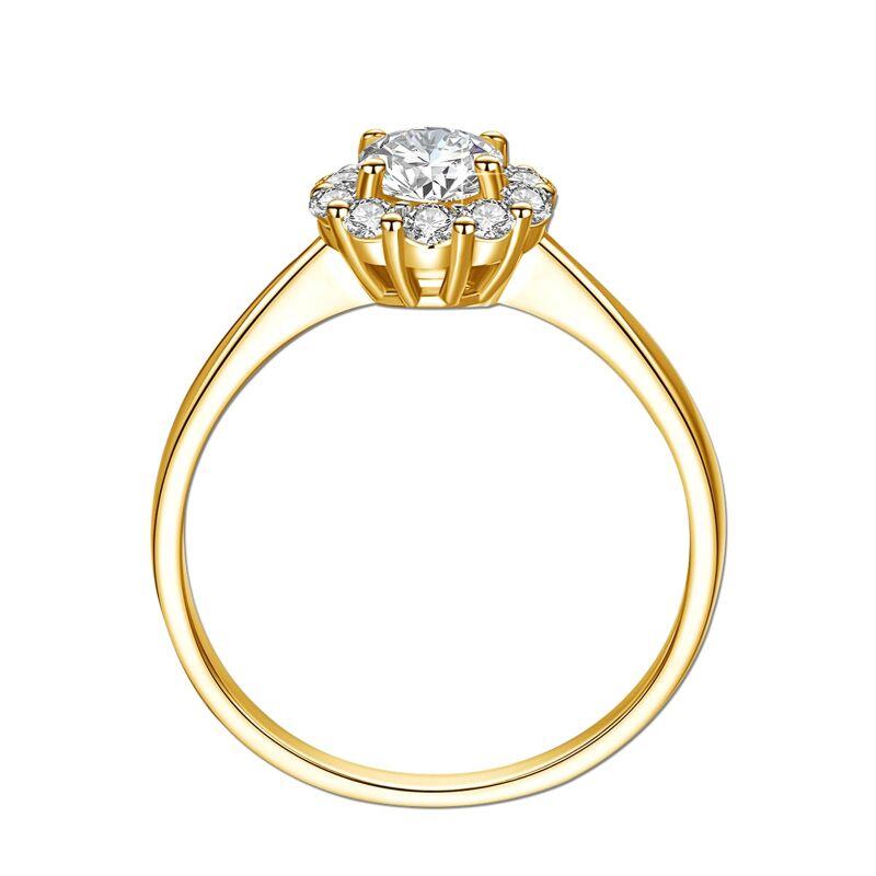 18K Gold Round Shaped Moissanite Personalized Engraving & Engagement Ring-2