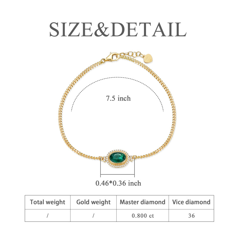 Sterling Silver with Yellow Gold Plated Round Cut & Oval Cut Cubic Zirconia Round Charm Bracelet-2