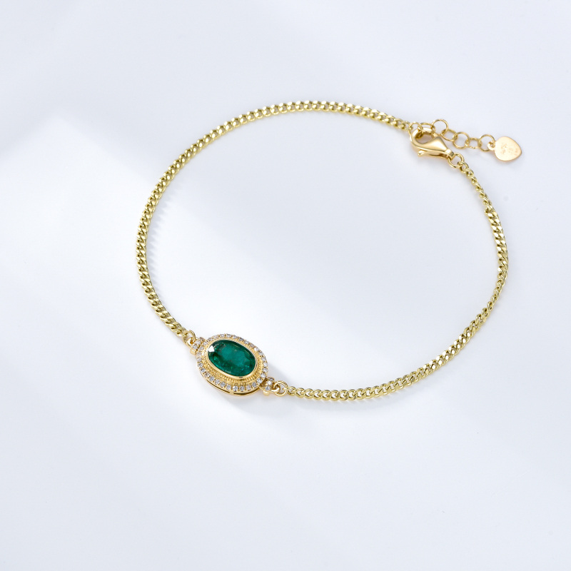 Sterling Silver with Yellow Gold Plated Round Cut & Oval Cut Cubic Zirconia Round Charm Bracelet-5