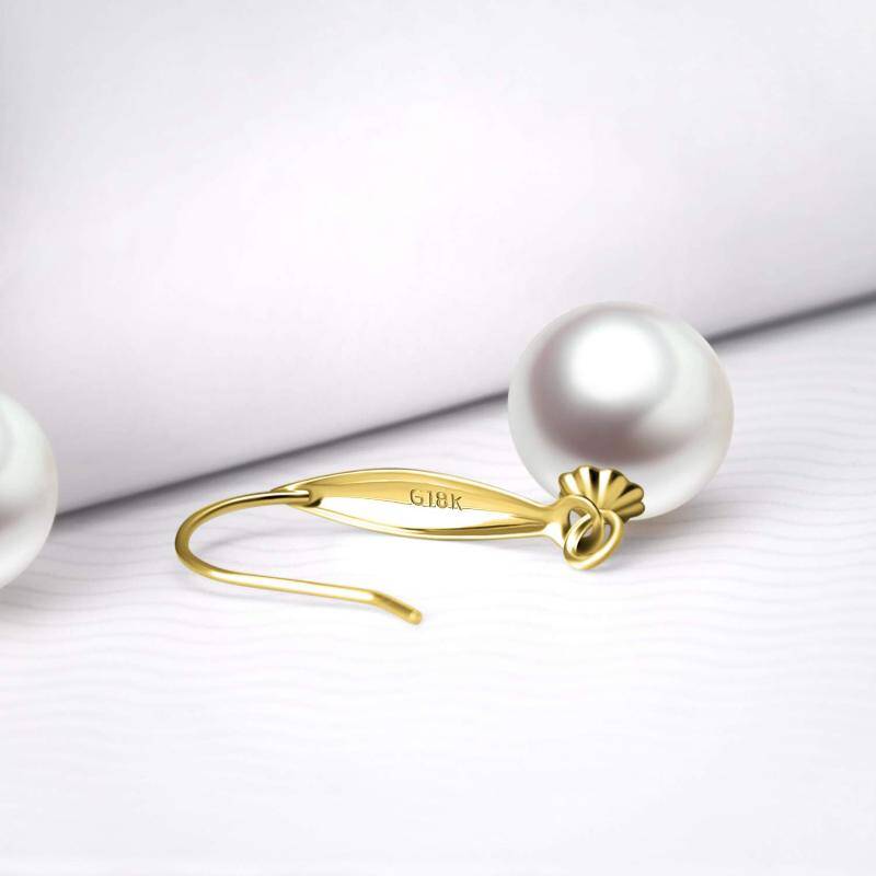 10K Gold Circular Shaped Pearl Drop Earrings-4