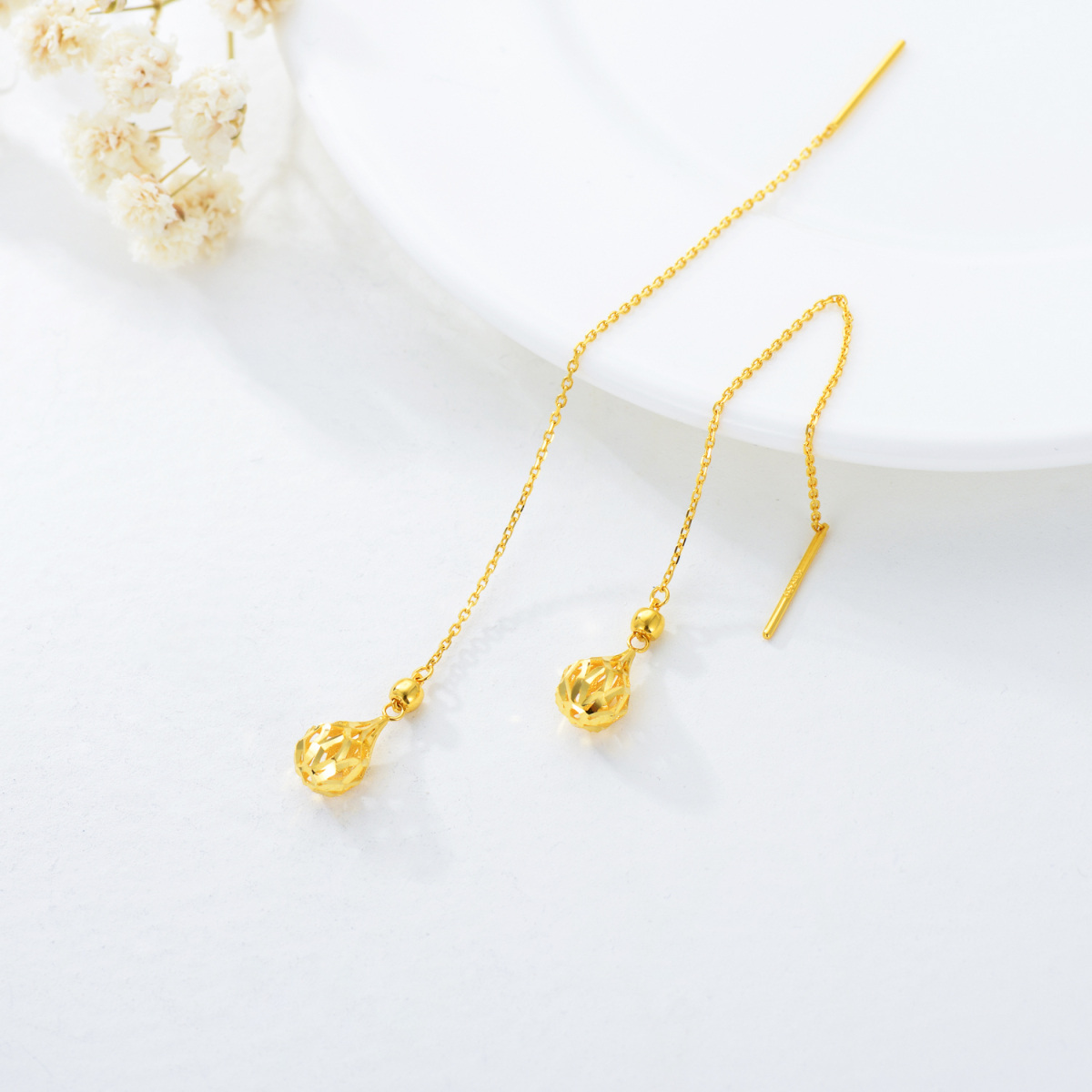 10K Gold Couple Drop Earrings-3