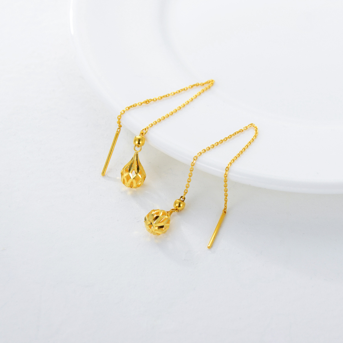 10K Gold Couple Drop Earrings-4