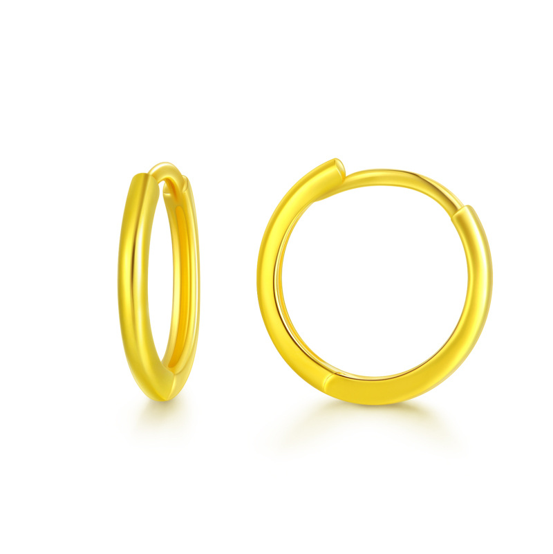 10K Gold Couple Hoop Earrings-2