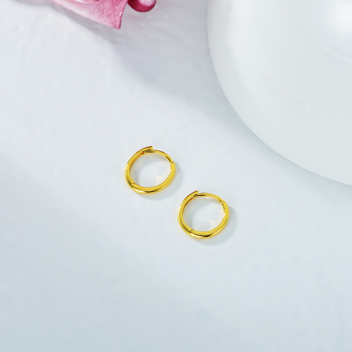 14K Gold Couple Hoop Earrings-4