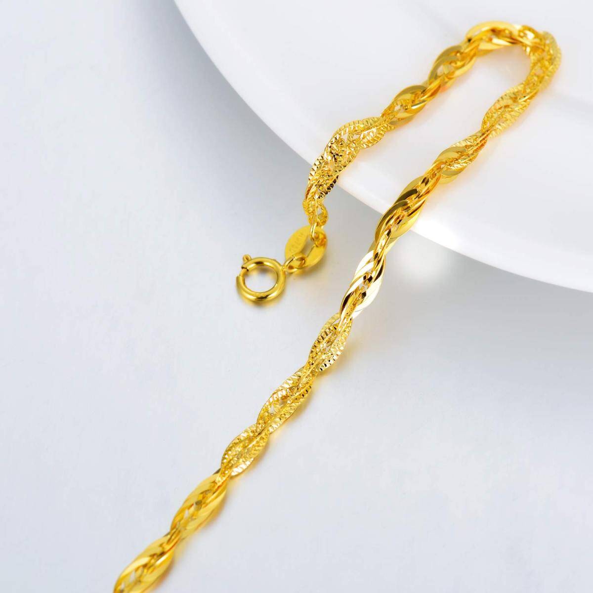 18K Gold Couple & Mother Single Chain Anklet-3