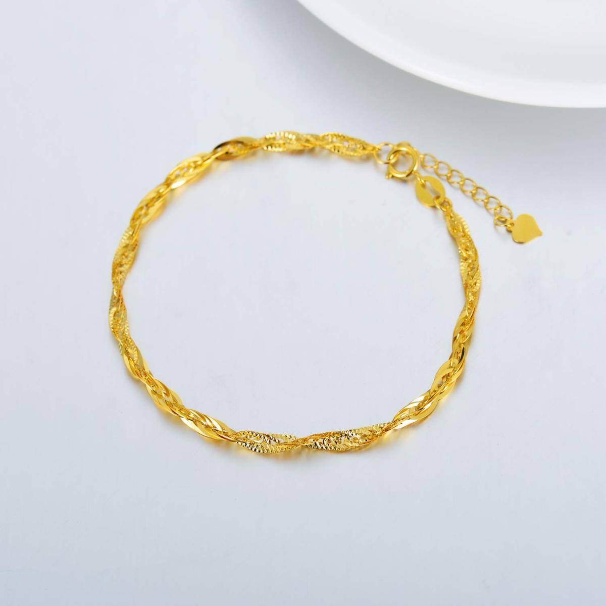 18K Gold Couple & Mother Single Chain Anklet-4