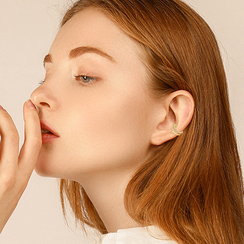 18K Gold Cubic Zirconia Cross Cuff Earrings-2