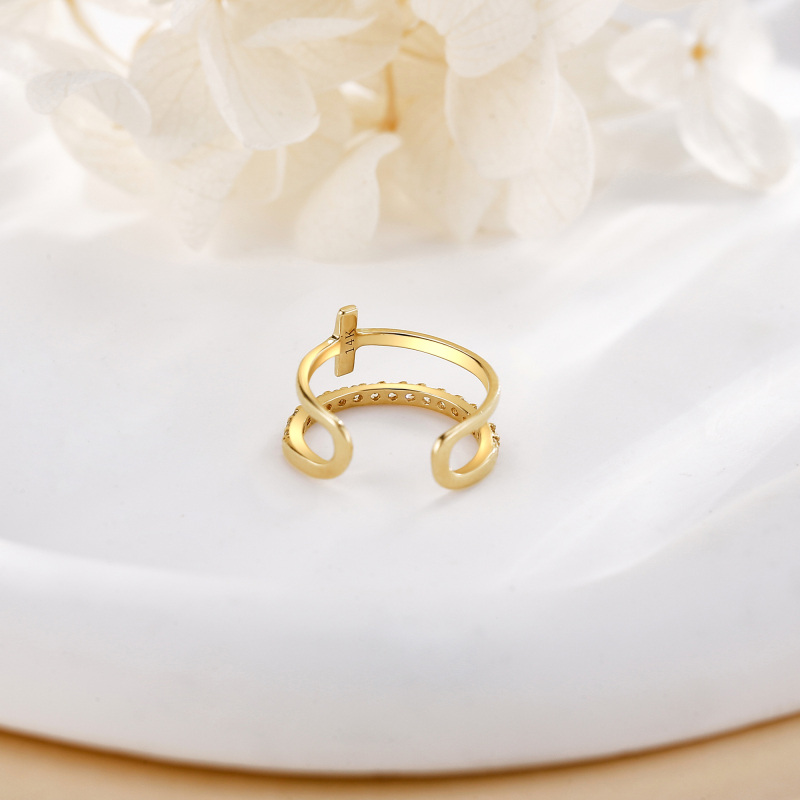 18K Gold Cubic Zirconia Cross Cuff Earrings-4