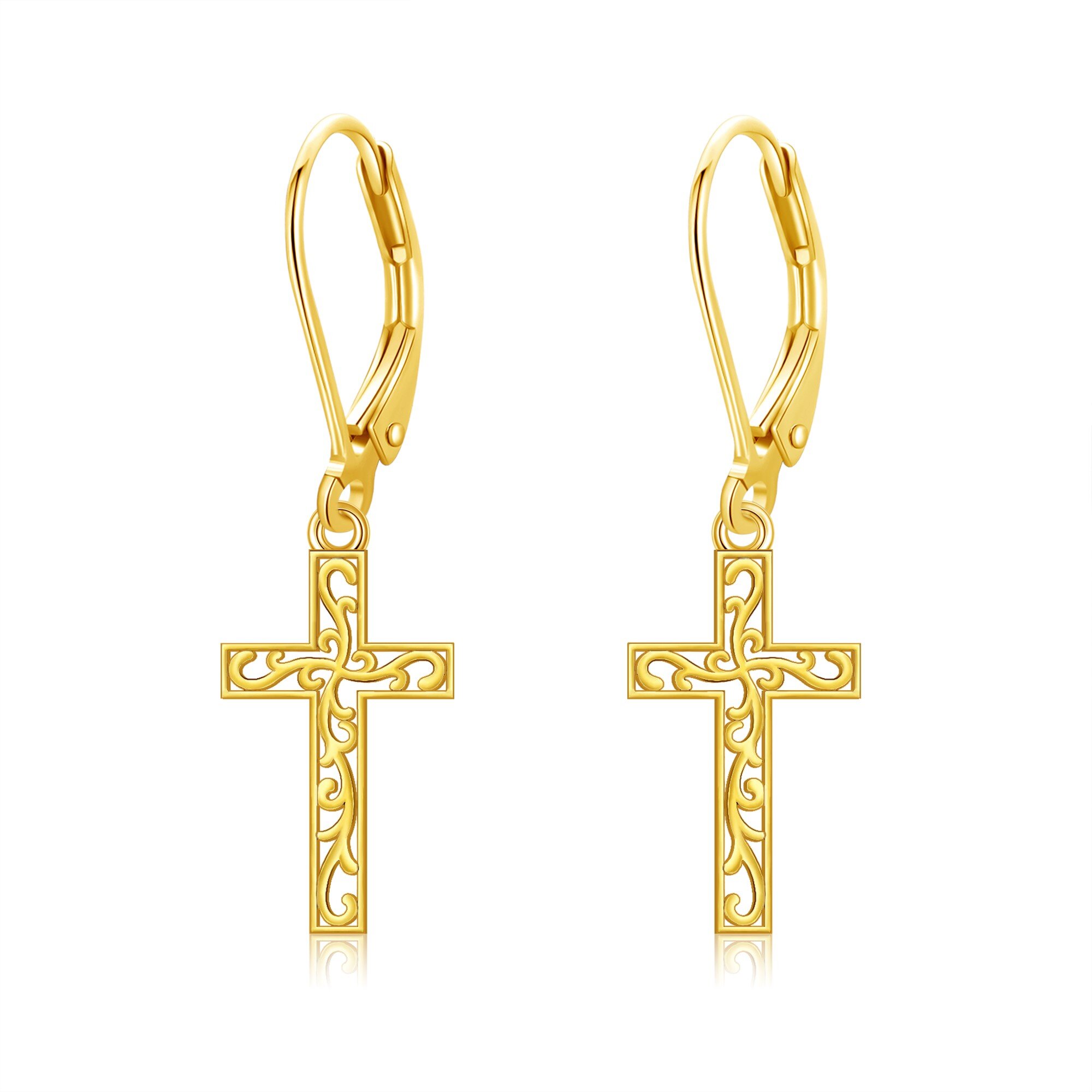 14K Gold Cross Drop… - image
