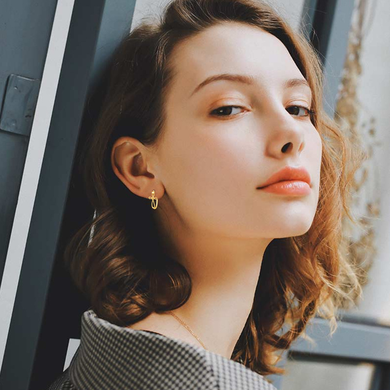 18K Gold Cross Hoop Earrings-2