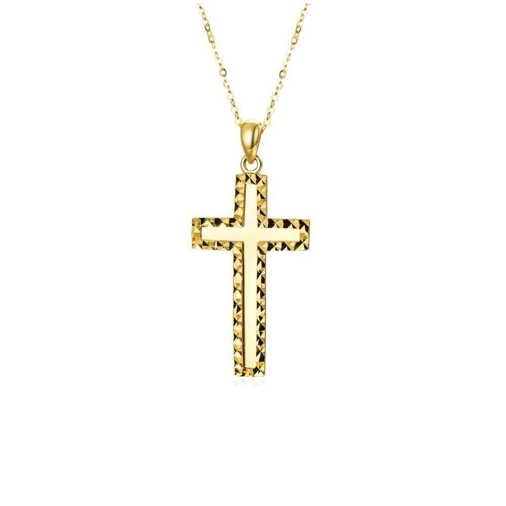 10K Gold Cross Pendant Necklace-1