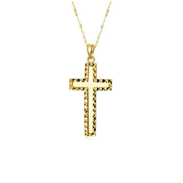 18K Gold Cross Pendant Necklace-2