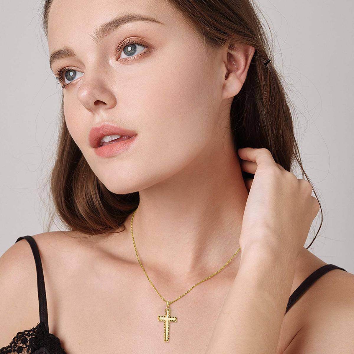 18K Gold Cross Pendant Necklace-2