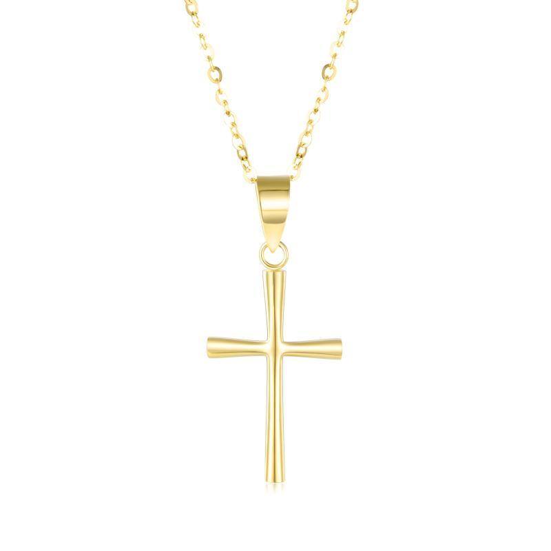 Colar com pingente de cruz em ouro 18K-1