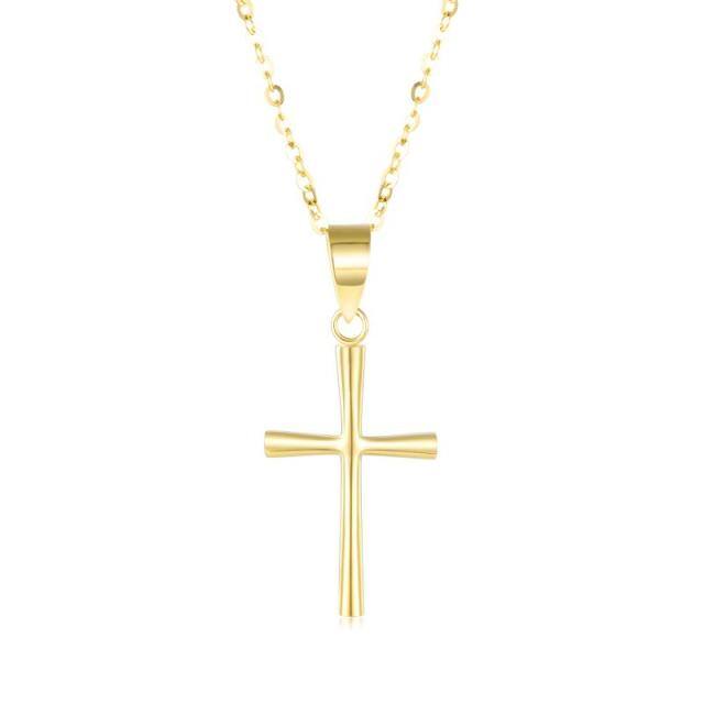 18K Gold Cross Pendant Necklace-5