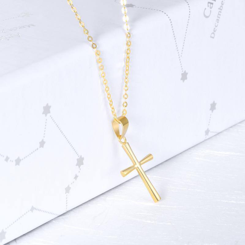 18K Gold Cross Pendant Necklace-3