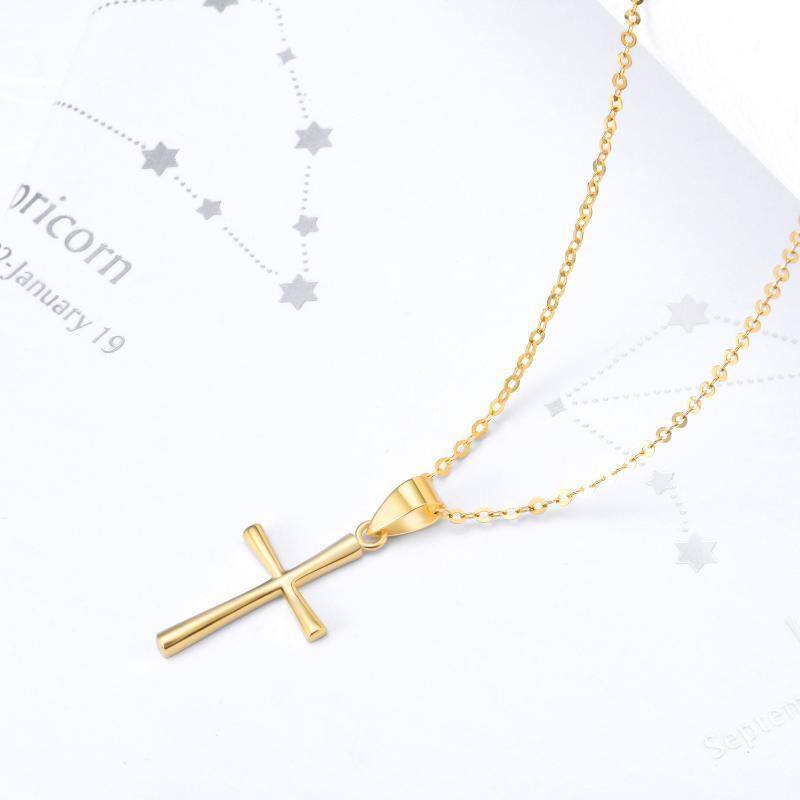 18K Gold Cross Pendant Necklace-5