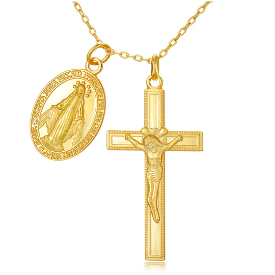 18K Gold Cross Pendant Necklace