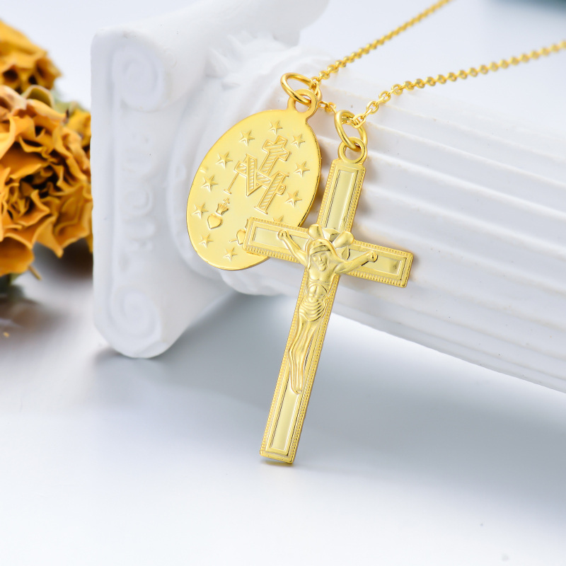 10K Gold Cross Pendant Necklace-3