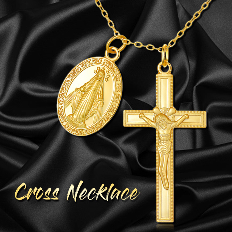 10K Gold Cross Pendant Necklace-6