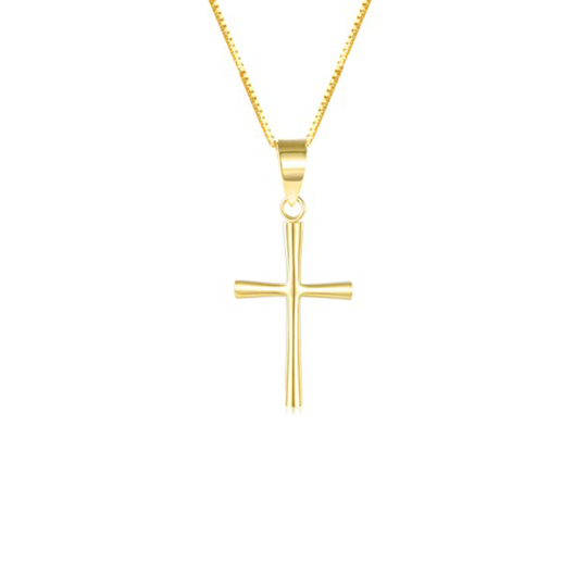 10K Gold Cross Pendant Necklace for Women