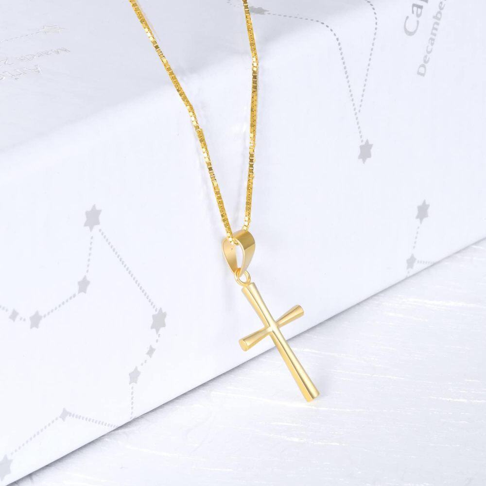 10K Gold Cross Pendant Necklace for Women-3