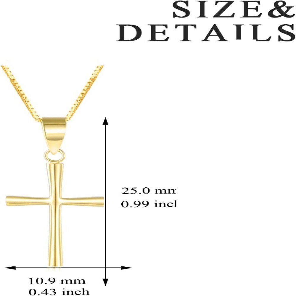 10K Gold Cross Pendant Necklace for Women-4