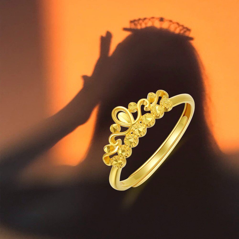 10K Gold Crown Open Ring-4
