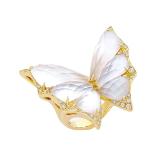 Gold Vermeil Crystal Butterfly Ring for Women-5