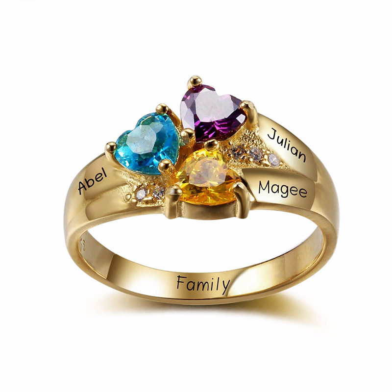 10K Gold Crystal Personalized Classic Name Ring-1