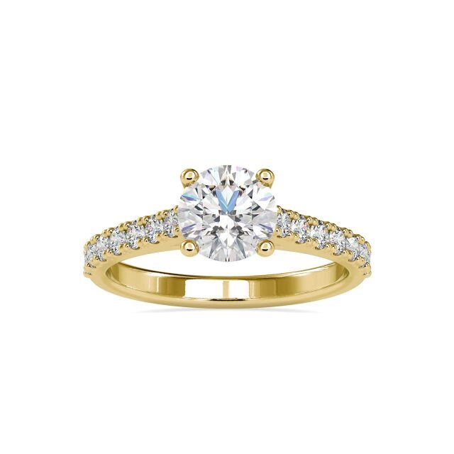 Anel de casamento circular de moissanita de ouro 18K 1 CT-1