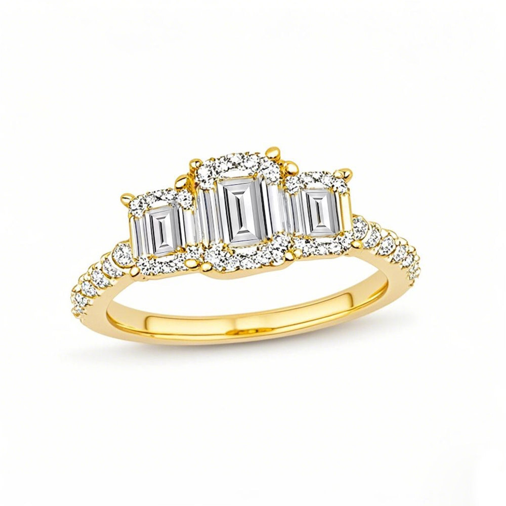 14K Gold 2 CT.T.W. Emerald Lab Created Diamond Custom Engagement Ring VVS1 Clarity 3EX IGI Certified-1