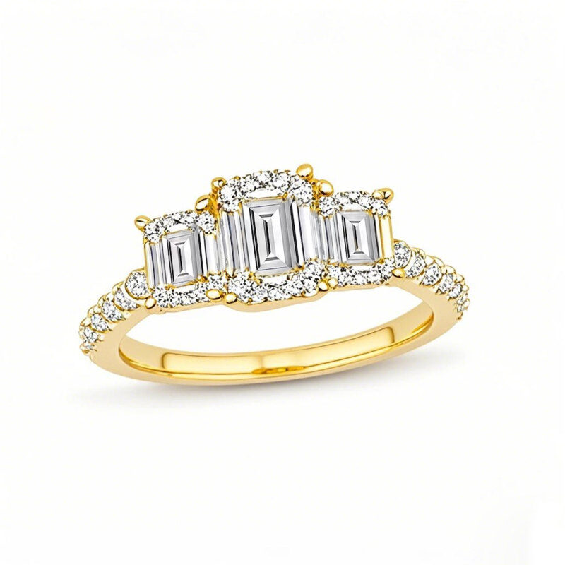 Anillo de compromiso personalizado en oro de 18 quilates con diamante esmeralda de laboratorio de 2 quilates en total, claridad VVS1, certificado 3EX por IGI.-1