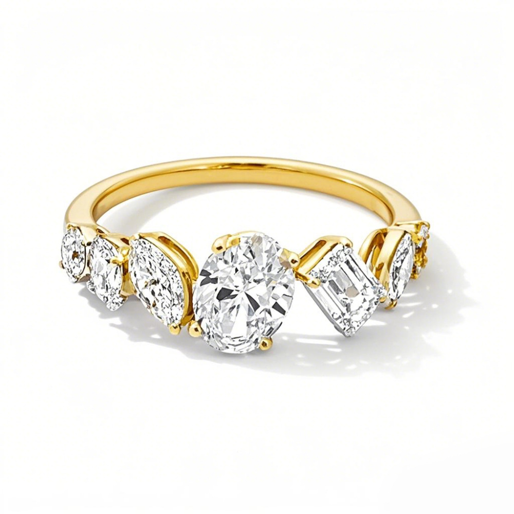10K Gold 2 CT.T.W. Oval Princess Lab Created Diamond Custom Wedding Ring D Color VVS1 Clarity 3EX-1