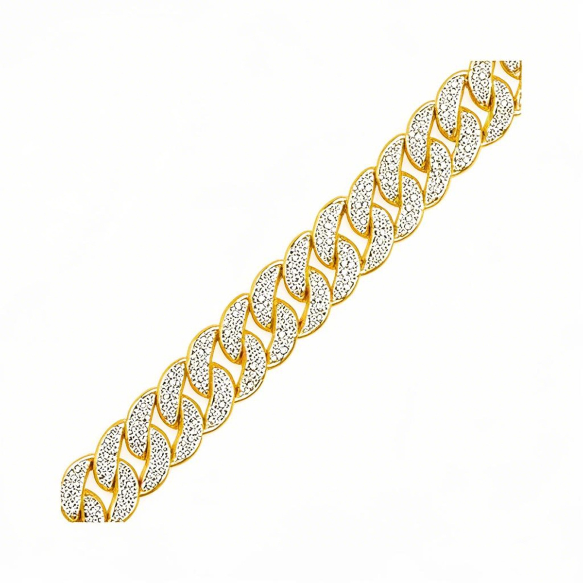 10K Gold 2 CT.T.W. Round Cut Lab Created Diamond Cuban Curb Chain for Men-1