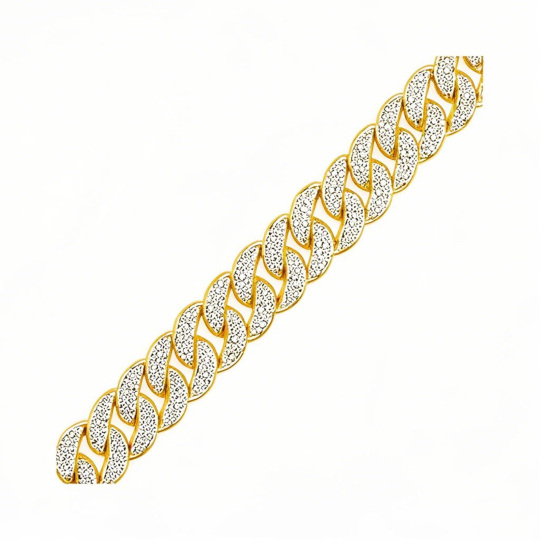 10K Gold 2 CT.T.W. Round Cut Lab Created Diamond Cuban Curb Chain for Men