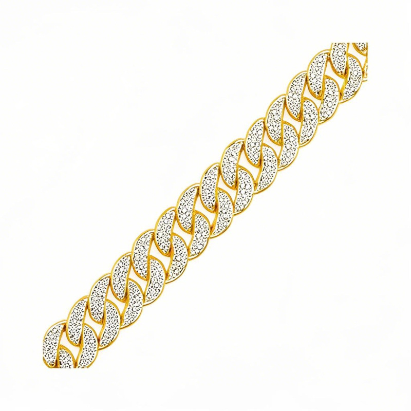10K Gold 2 CT.T.W. Round Cut Lab Created Diamond Cuban Curb Chain for Men-7