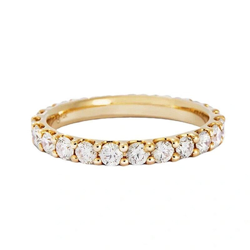 10K Gold 1 CT.T.W. Round Cut Lab Created Diamond Wedding Band D Color VVS1 Clarity 3EX-1