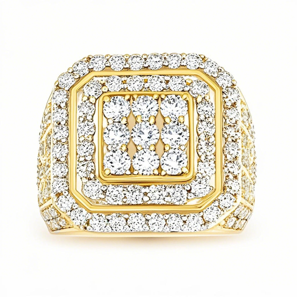 10K Gold 5 CT.T.W. Round Lab Created Diamond Custom Wedding Ring for Men D-VVS1 3EX IGI Certified-1