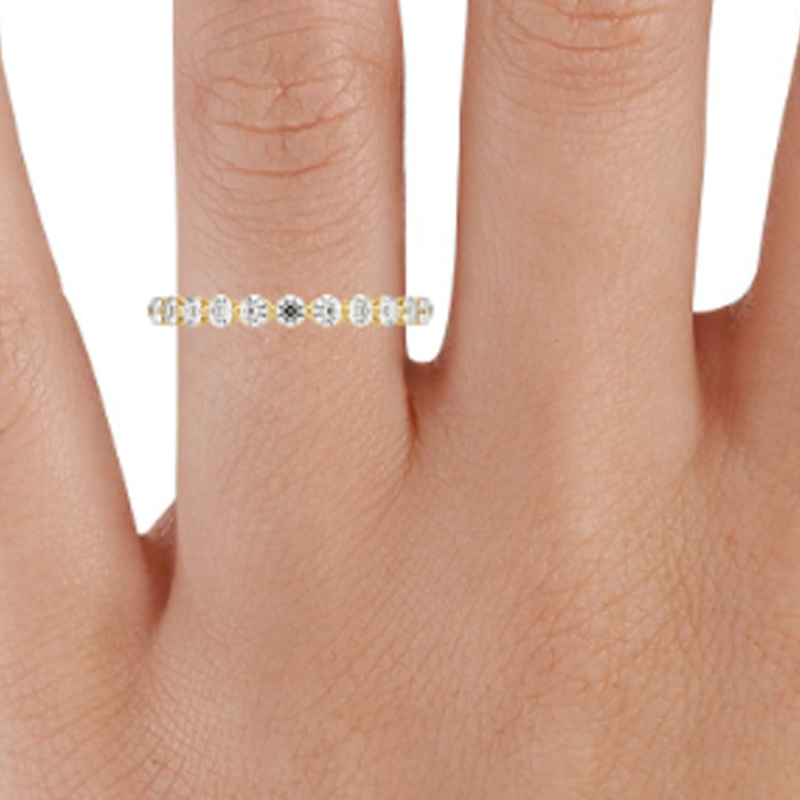 18K Gold 1 CT.T.W. Round Lab Created Diamond Wedding Ring D Color VVS1-VS1 Clarity 3EX-2