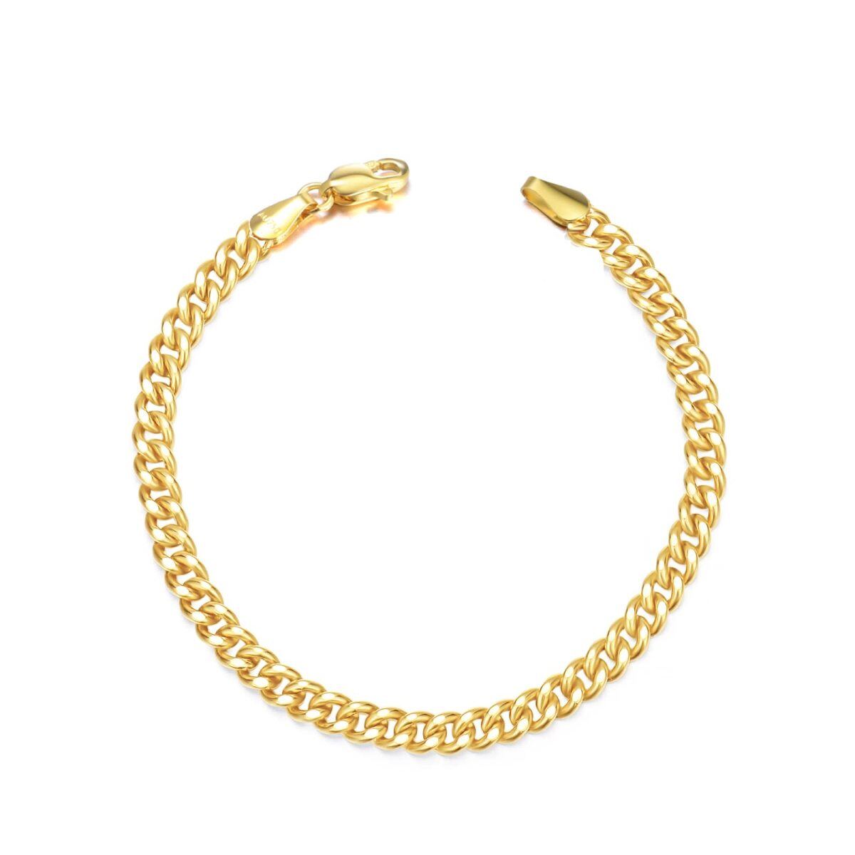 Pulseira de corrente de elo de meio-fio em ouro 18K-1