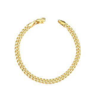 18K Gold Curb Link Chain Bracelet-2