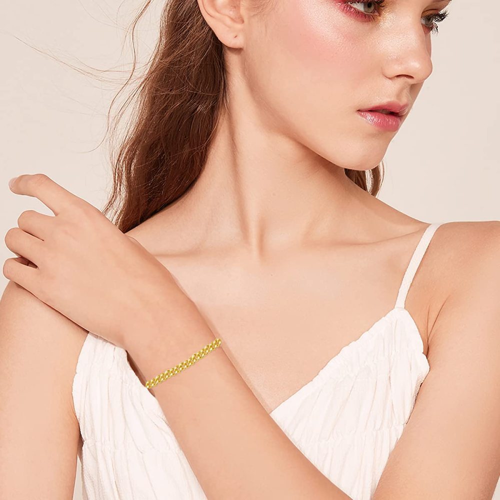 Pulsera de cadena de eslabones de oro de 18 quilates-2