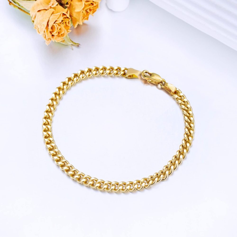 Pulsera de cadena de eslabones de oro de 18 quilates-3