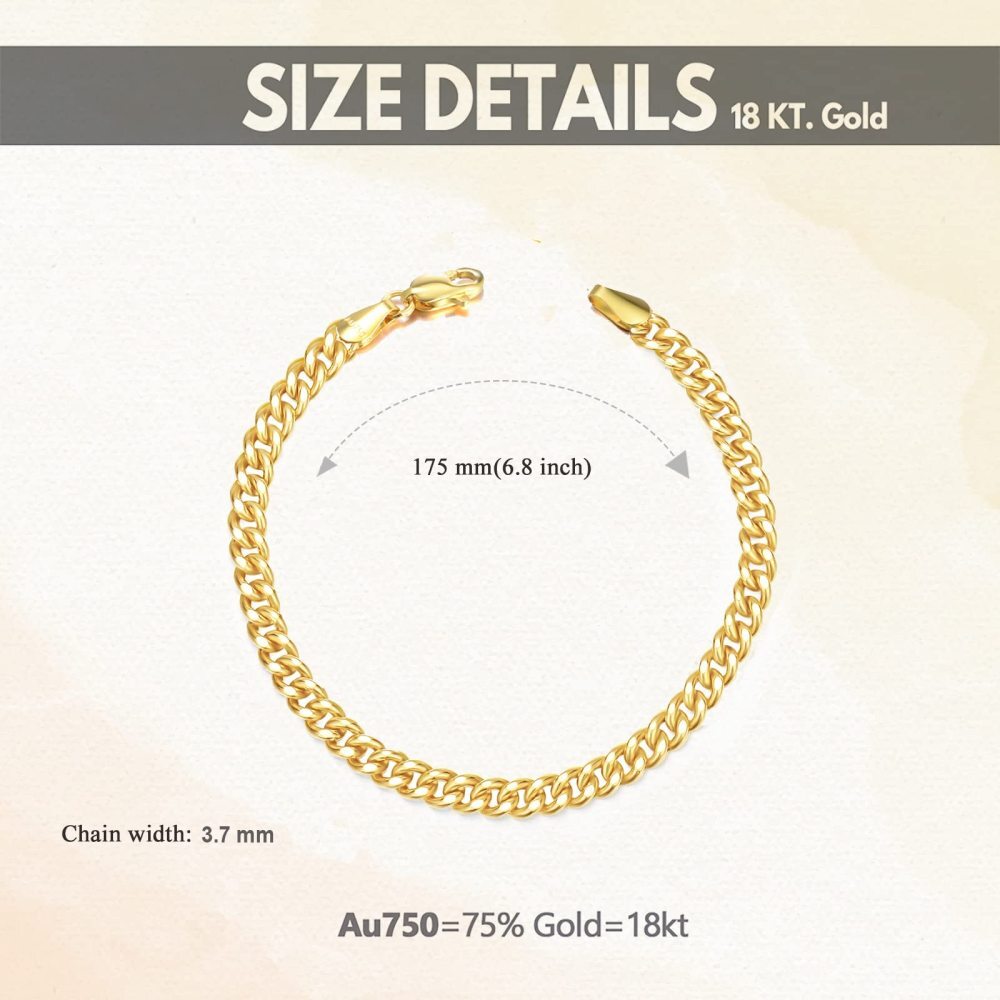 Pulsera de cadena de eslabones de oro de 18 quilates-4